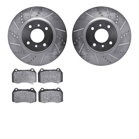 DYNAMIC FRICTION CO 7502-67051, Rotors-Drilled and Slotted-Silver with 5000 Advanced Brake Pads, Zinc Coated 7502-67051